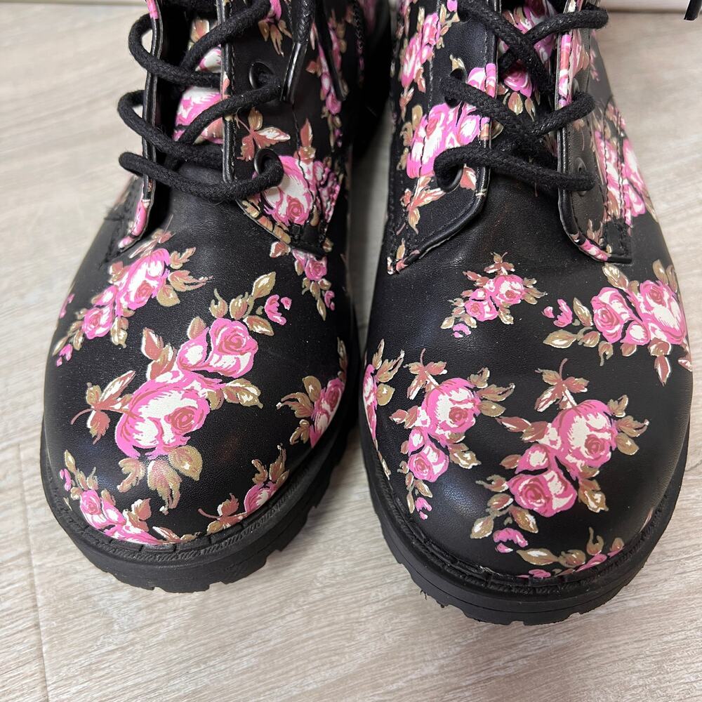 Jellypop Boots Womens Size 9M Black Ramsey Floral Chunky Combat Y2K 90's - Picture 4 of 16